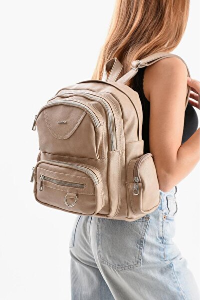 Baginn Faux Leather Women's Backpack 38*28 cm Mega Bag Suitable for Daily Use Multi-Pockets Lined Inside