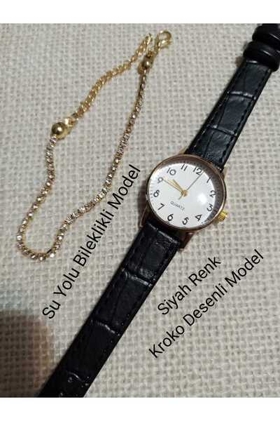 Brality Vintage Retro Model Black Strap_ Women's Wristwatch Gold Case - Brace...