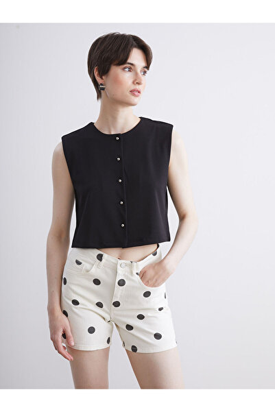 LC Waikiki Black bicycle collar women's classic vest from gulis clothing