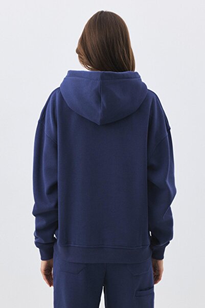 Trendiz Women's Premium Hooded Pocket Detailed Tracksuit Set Indigo 2033