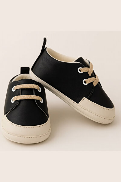 pufien Genuine Leather Baby Shoes, First Step Shoes, Baby Booties, Short Ankle and Lace-Up