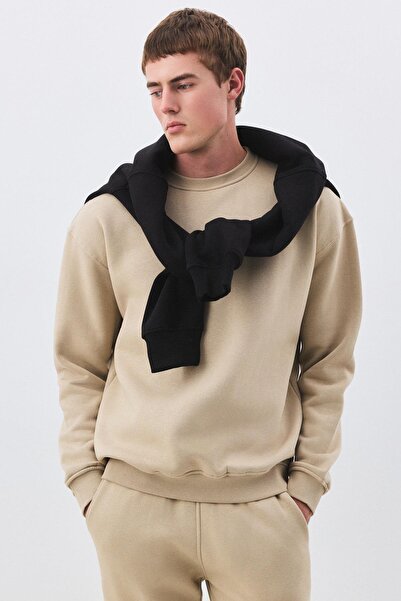 Trendiz Erkek Premium Bisiklet Yaka Sweatshirt Taş 2031