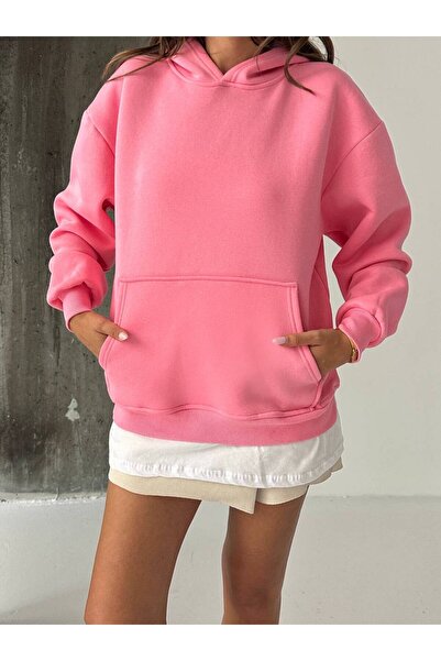 BE CHİC تي شيرت نسائي بقلنسوة وجيوب، مبطن بالصوف من الداخل، فضفاض وكبير الحجم...