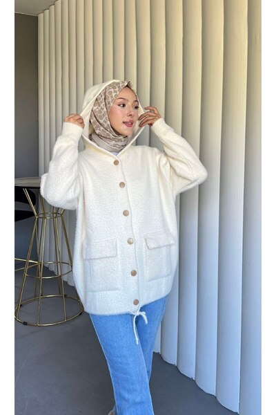 ensade Women's Knit Cardigan with Pockets and Hood - for Comfortable Everyday Outfits