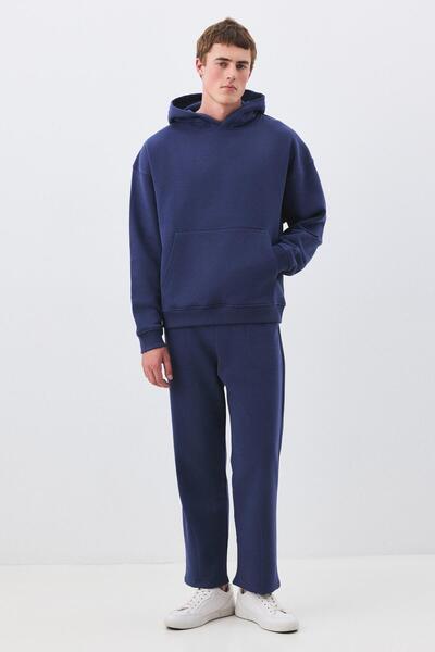 Trendiz Men's Premium Hooded Pocket Detailed Tracksuit Set Indigo 2033