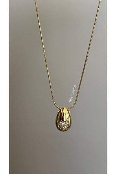 LUXSTONE قلادة ذهبية على شكل قطرة ماء على شكل قلب