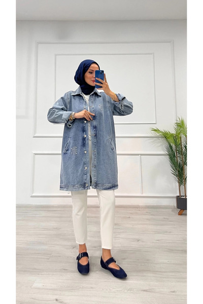 Ovebu Stoned Tunic Jacket Snow Wash Blue D2516