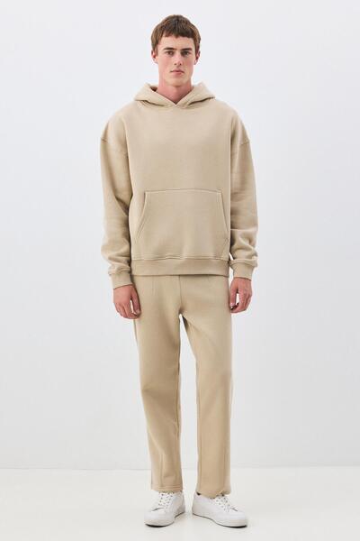 Trendiz Erkek Premium Kapşonlu Cep Detaylı Eşofman Takımı Taş 2033