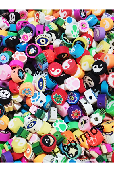 Hobimos 50 Pieces Mixed Shapes Fimo Jewelry Making Beads