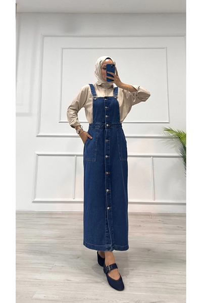 Ovebu Skirted overalls, enzyme super stone wash, dark blue d2521.