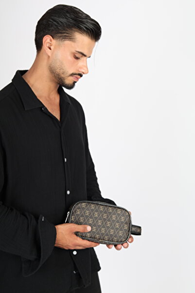 çantaevim Brown Unisex Waterproof Shaving & Cosmetic Portfolio & Clutch Handbag Oval