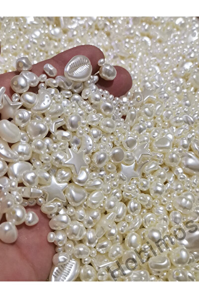 Hobimos 50 Grams Mixed Shape and Trapezoid Plastic Pearl Beads - Jewelry Accessory Making Bead