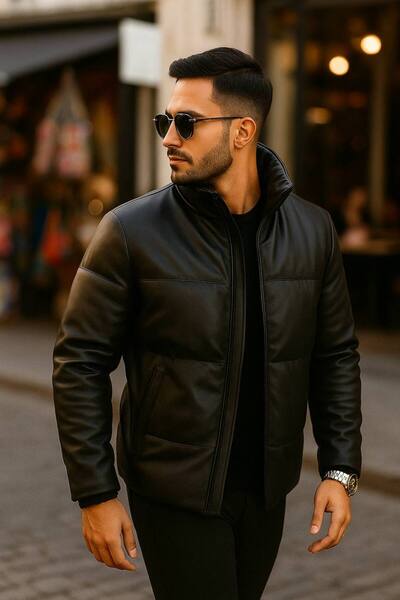 S&M CLOTHİNG JACHETĂ DE PIELE NEAMĂ, IMPERMEABILĂ, CU FIBRE, SEZON NOU