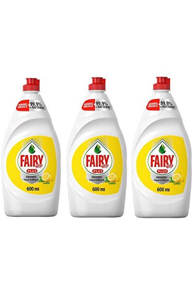 Fairy صابون سائل غسيل الأطباق برائحة الليمون مع قوة بديلة للتبييض، عبوة من 3 قطع، متعدد الألوان، 600 متر