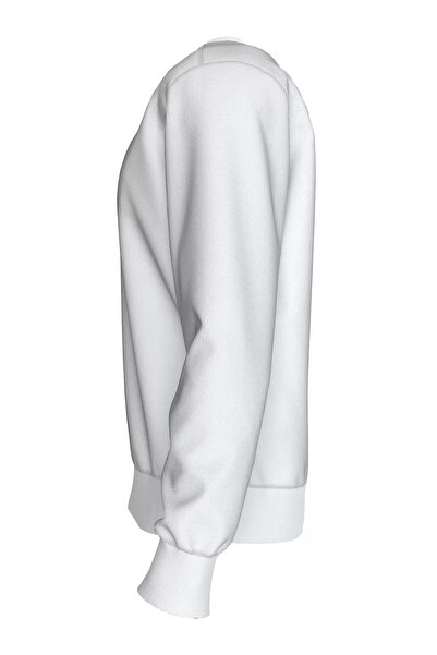 Calvin Klein Erkek Rahat Kalıp Yuvarlak Yakalı CK Logo Desenli Pamuklu Uzun Kollu Beyaz Sweatshirt LV04LD242G-YAF