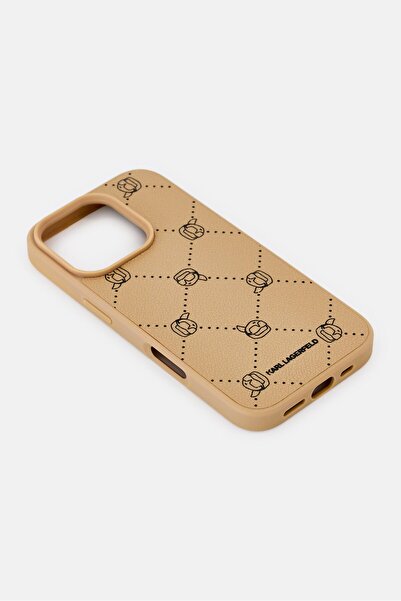 Karl Lagerfeld iPhone 16 Pro Brand Logo Protective Case, Dark Tan