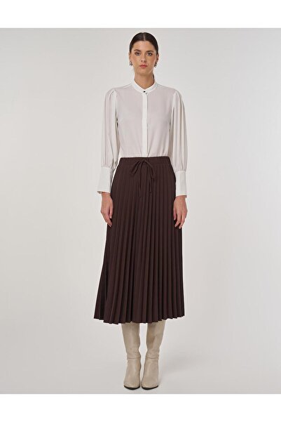 KYR Lace-Up Pleated Skirt Dark Brown