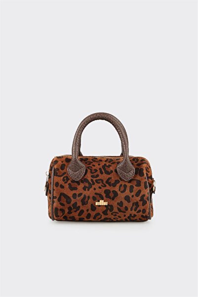 Elle Shoes Kahve Hayvan Desenli Kadın Küçük El Çantası
