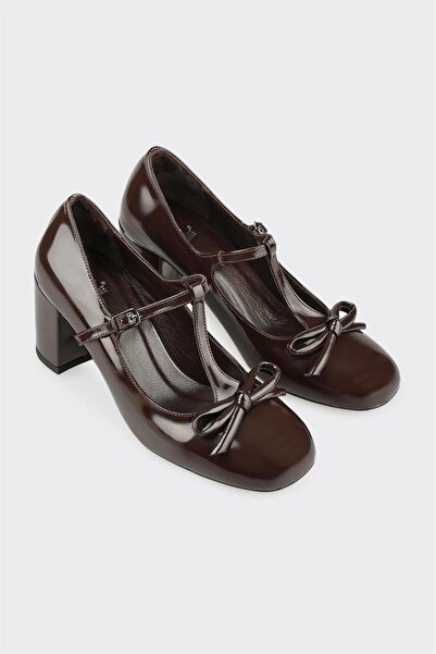 Elle Shoes Kahve Kadın Orta Topuk Ayakkabı