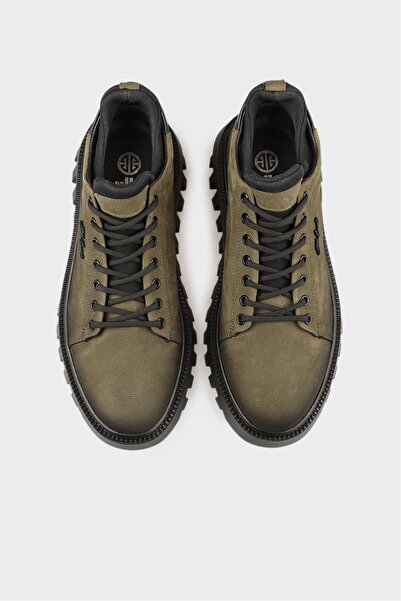 Elle Shoes Haki Deri Erkek Spor Ayakkabı