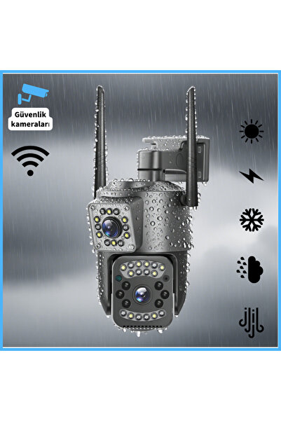 KAMERAY WiFi, çift lensli 360 derece hareketli IP66 koruma akıllı güvenlik ka...