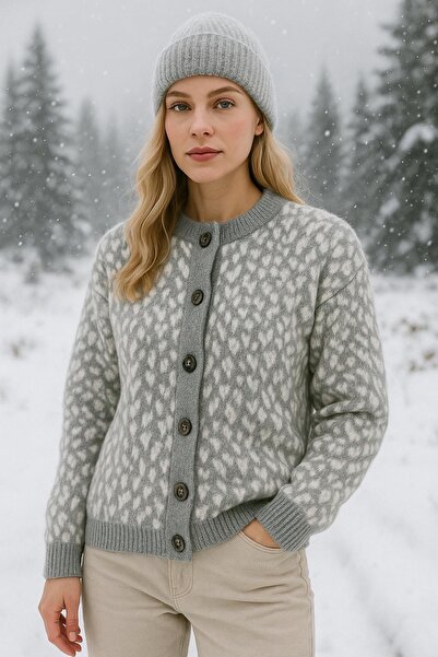 trivvy Leopard Patterned Soft Knitwear Cardigan