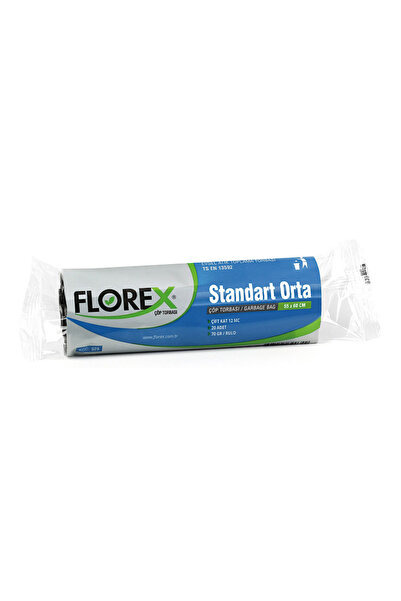 Florex Standart Orta Boy Çöp Torbası 55x60 Cm 20'li Rulo Siyah 50 Rulo (1000 Adet 1 Koli)