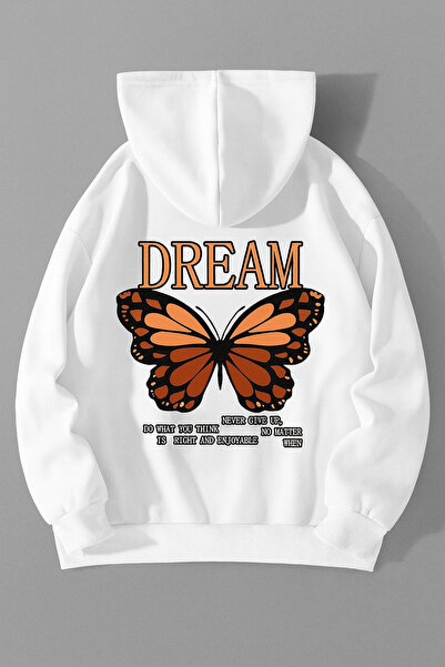 CLASSY.MODA Hanorac unisex imprimat cu glugă |   Dream Written Butterfly Patt...