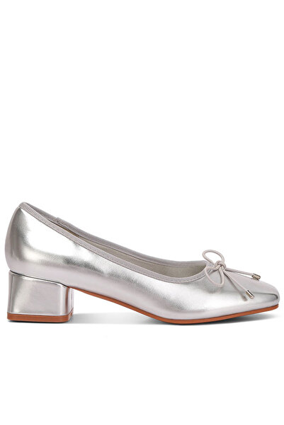 london Rag حذاء باليرينا نسائي بكعب منخفض معدني باللون الفضي