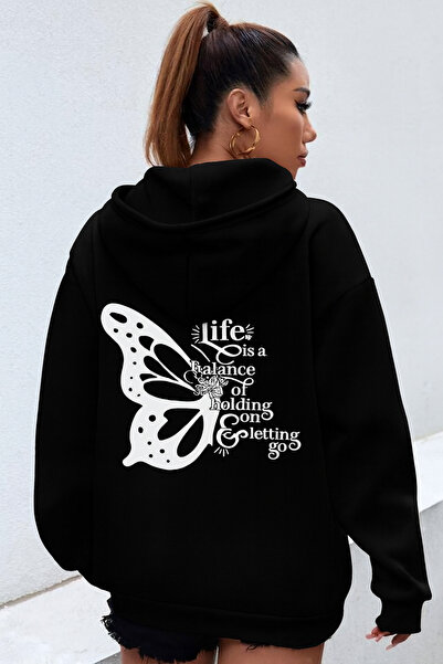 CLASSY.MODA Γυναικείο φούτερ με κουκούλα με στάμπα |   Μοντέρνο άνετο καθημερ...