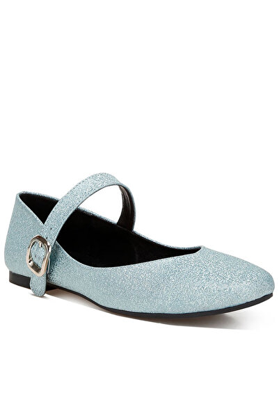 london Rag Women Glitter Pin Buckle Ballerinas in Baby Blue