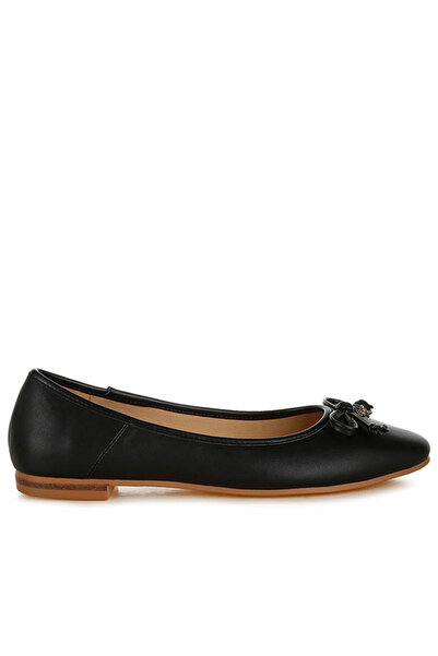 london Rag حذاء باليرينا كاجوال نسائي من الجلد الصناعي باللون الأسود