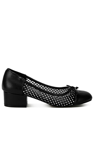 london Rag حذاء باليرينا نسائي شبكي مزين بأحجار الراين باللون الأسود