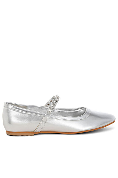 london Rag راقصة باليه ماري جين معدنية للنساء باللون الفضي