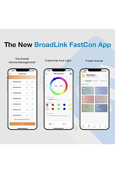 Broadlink Smart Home BLE Starter Kit - Includes 3 Bulbs, 1 Scene Switch and 1 Hub, Uses FastCon and