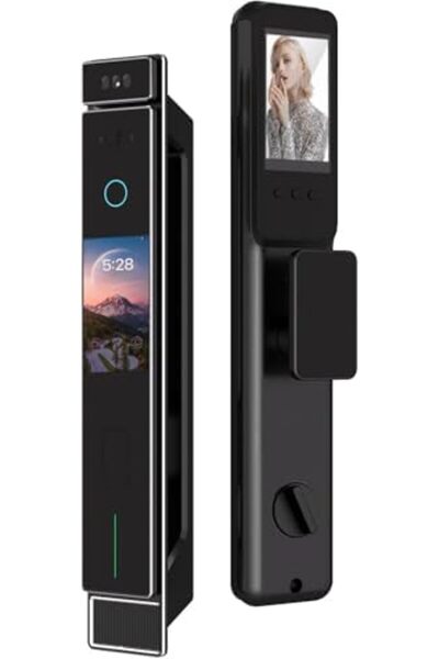 RAZUVIOUS قفل باب ذكي بشاشة لمس أمامية، يدعم اللغة العربية، كاميرا أمامية وخلفية مزدوجة، ثلاثي الأبعاد