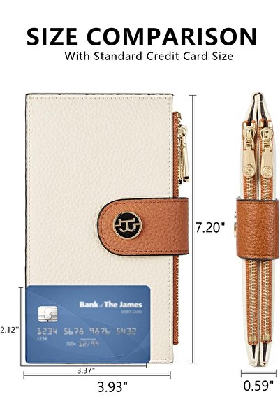 BOSTANTEN Genuine Leather RFID Blocking Slim Wallet for Women - Beige