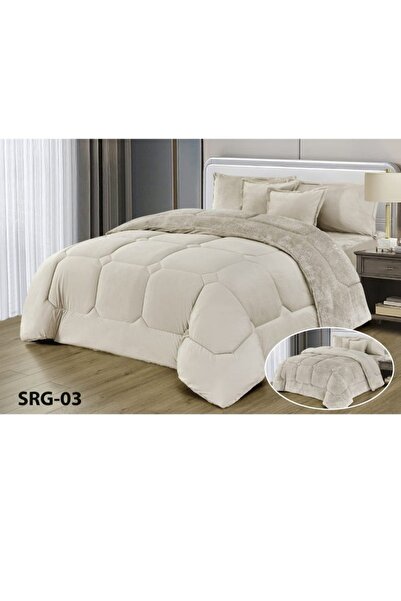 Moon Premium Double-Sided Winter comforter, Velvet and Fur - 6-Piece Comforter Set, 250x230cm