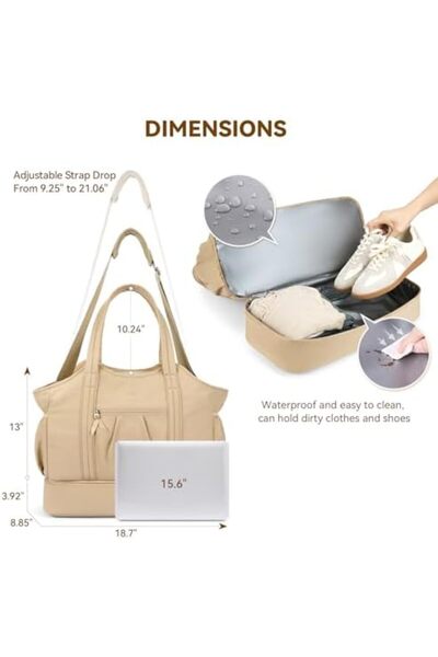 BOSTANTEN Large Duffle Bag for Travel Weekender Bags for Women Gym Bag with Shoe Compartment