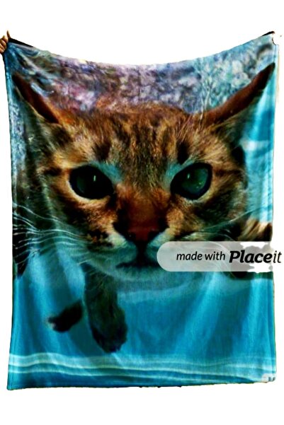 Elmas Dizayn Special Design Bath Beach Sports Towel 80*150 cm Water Absorbent Microfiber Quick Drying Single Cat