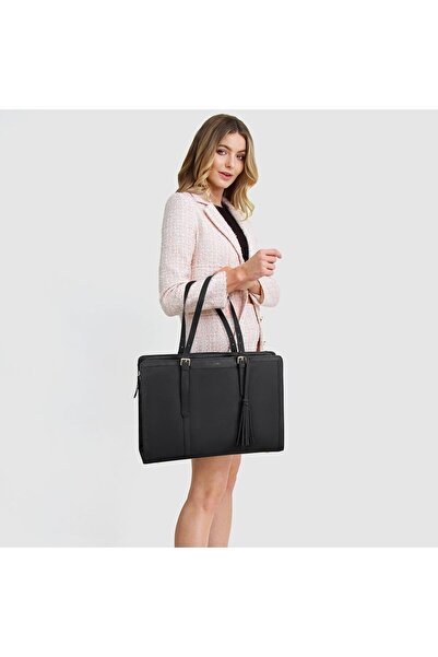 BOSTANTEN حقيبة كمبيوتر محمول للنساء، حقيبة عمل احترافية مقاس 15.6 بوصة، حقيبة جلدية للأعمال المكتبية