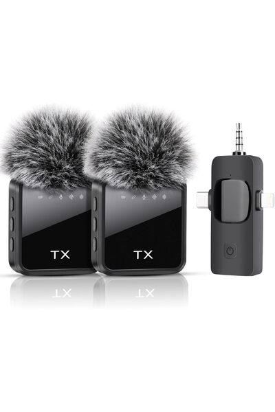 Prosight Mini Microphone, 3 in 1 Wireless Lavalier Microphone for iPhone/Android/Camera
