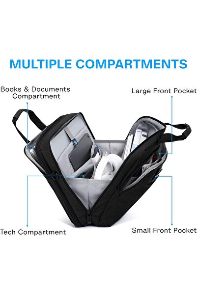 BAGSMART 17.3 Inch Laptop Bag, Expandable Briefcase for Men Women Anti Theft Computer Bag