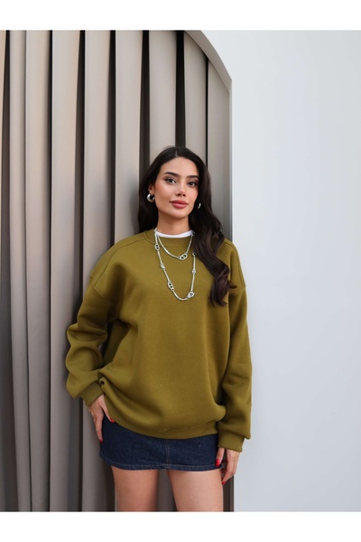 ESRAHELVACI Khaki Oversize Embroidered Sweatshirt