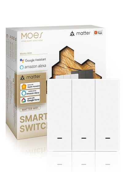 MOES مفتاح ذكي مع بروتوكول Matter | Tuya Smart Life | لا يتطلب موزعًا | متوافق مع Apple H
