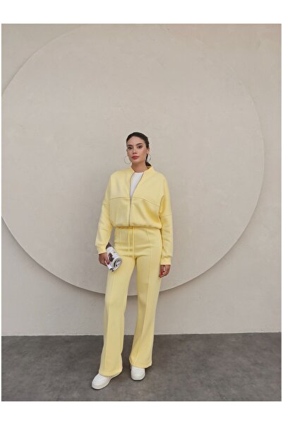 ESRAHELVACI Çimalı Fermuar Detay Şardonlu Eşofman Takım