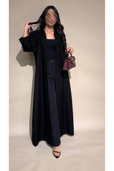 outline Black abaya with jacquard on the sides