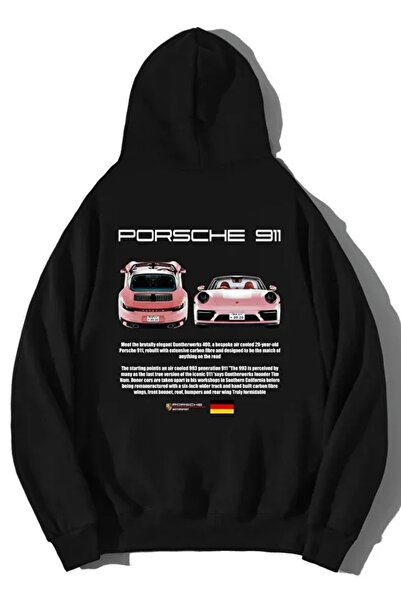 FULL TOLERANCE Unisex Oversize Porsche 911 Hoodie Siyah