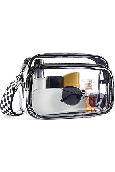 BOSTANTEN Clear Crossbody Bag for Women — Stadium Approved Checkered Pattern