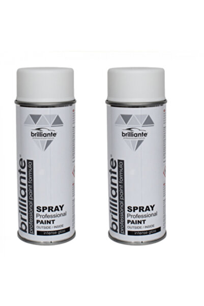 BRILLIANTE Pachet 2 x Vopsea Spray Alb Clasic Mat RAL 9003, pentru suprafete metalice, 400 ml
